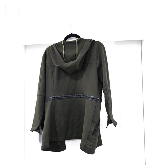 LYSSE XS Open Front Drawstring Deep Olive Green Jacket - Picture 9 of 9